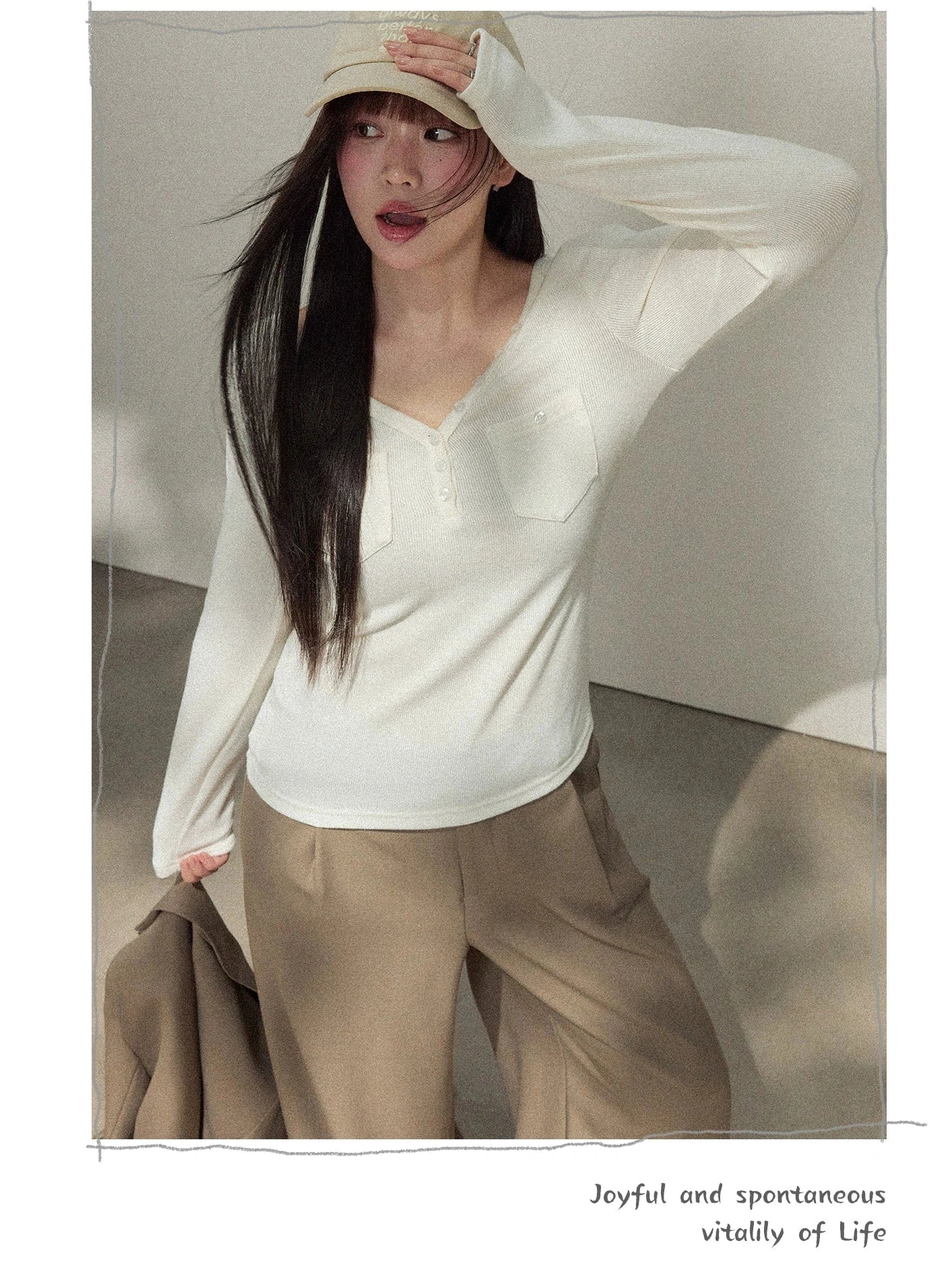 Korean Lazy Style Slim Knitted V-Neck T-Shirt C0229