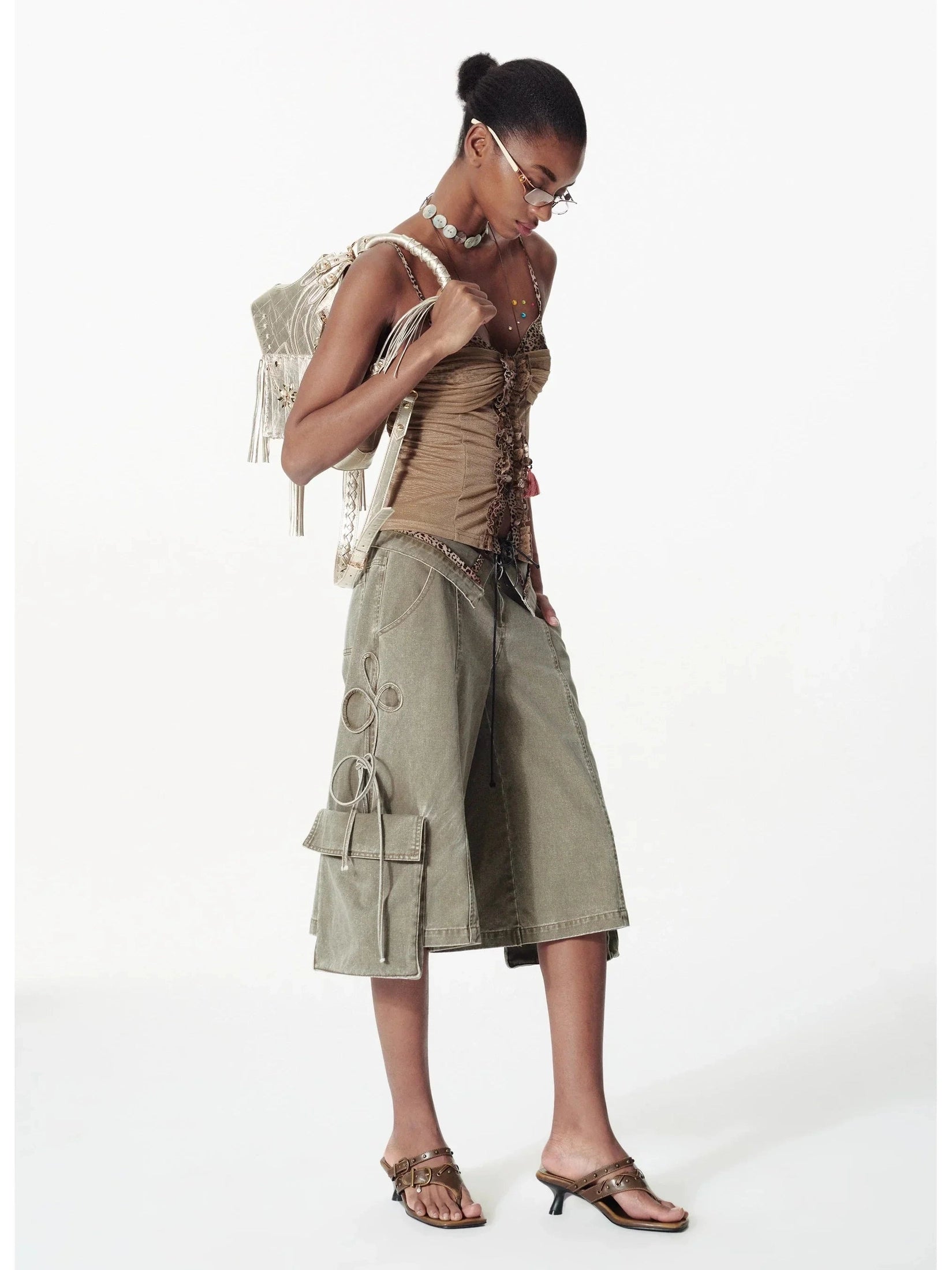 Double Waist Strap Shorts  f0412