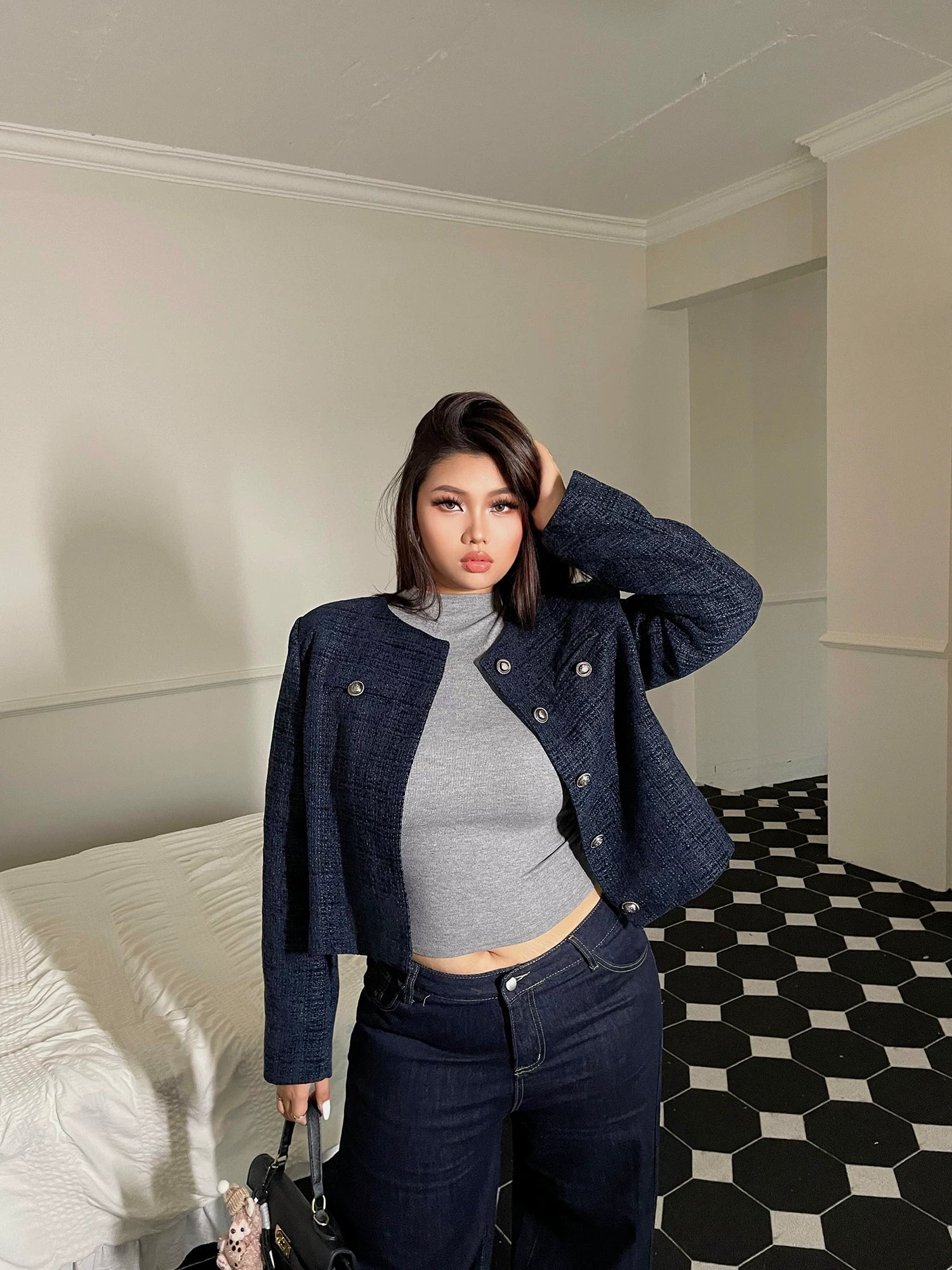 Short Long Sleeve Jacket  Jeans FE0510