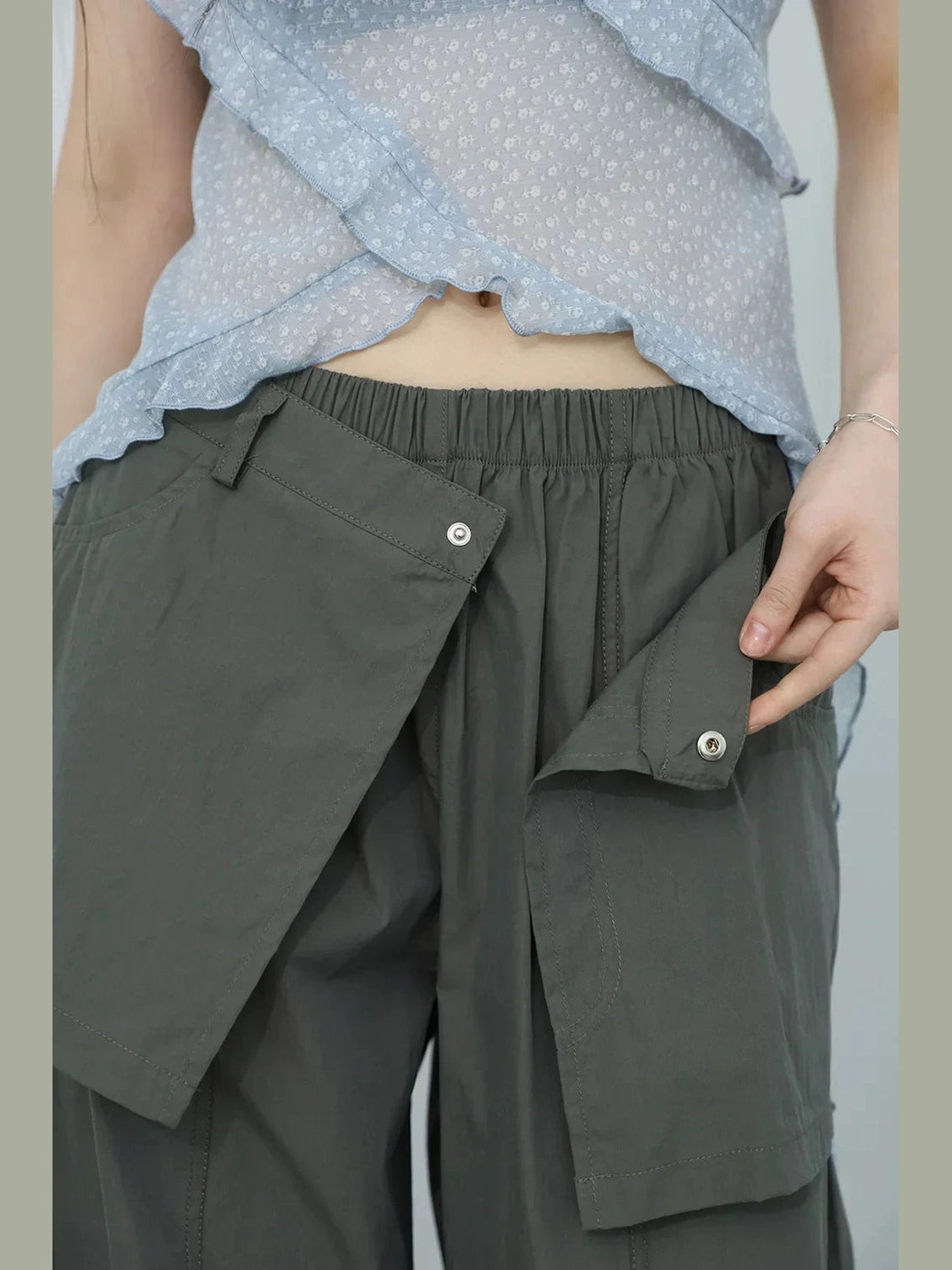 Floral Cami & Cardigan with Cargo Pants Set f0357