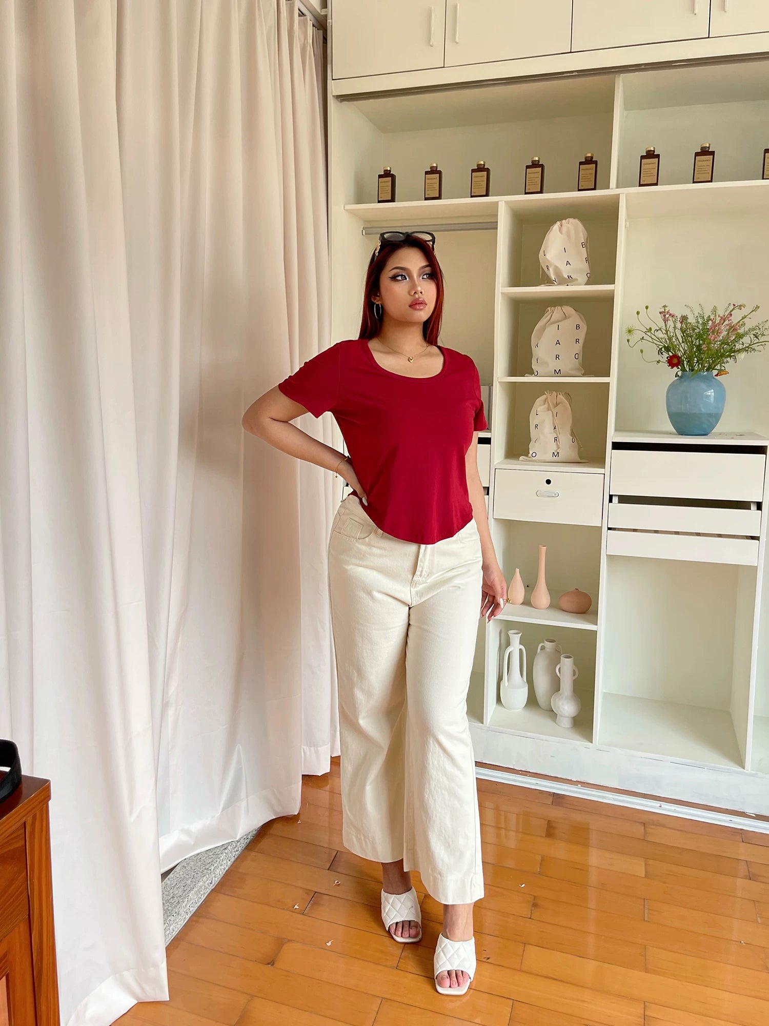 White nine-point jeans FE0495