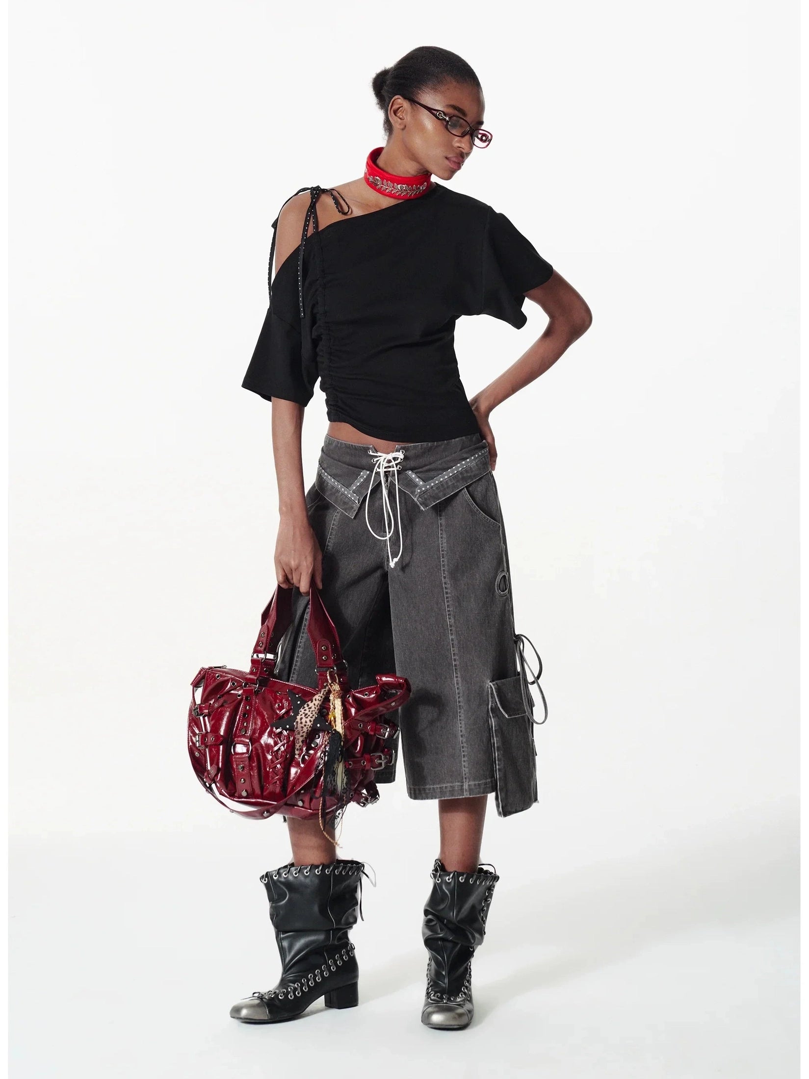 Double Waist Strap Shorts  f0412