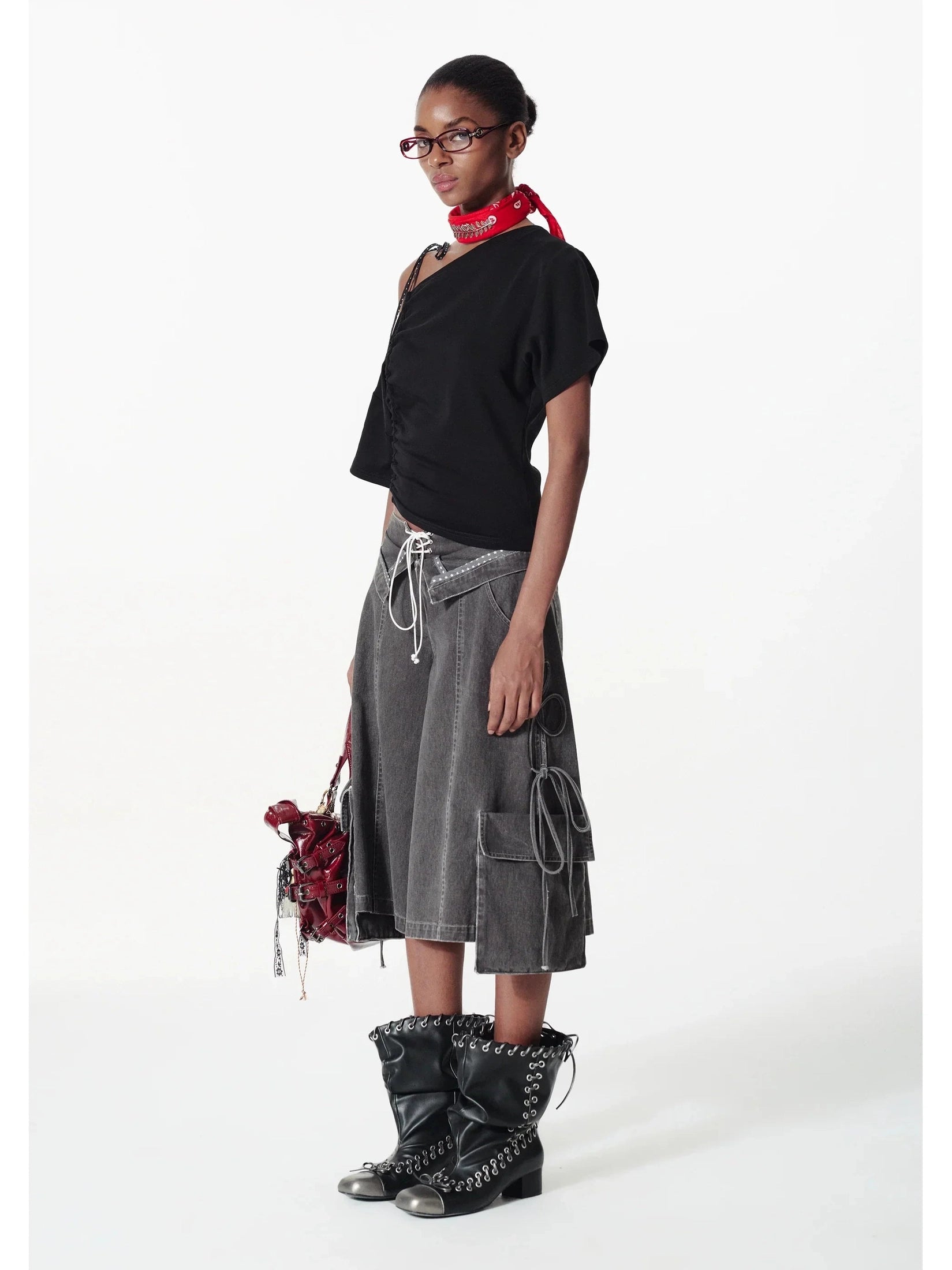 Double Waist Strap Shorts  f0412