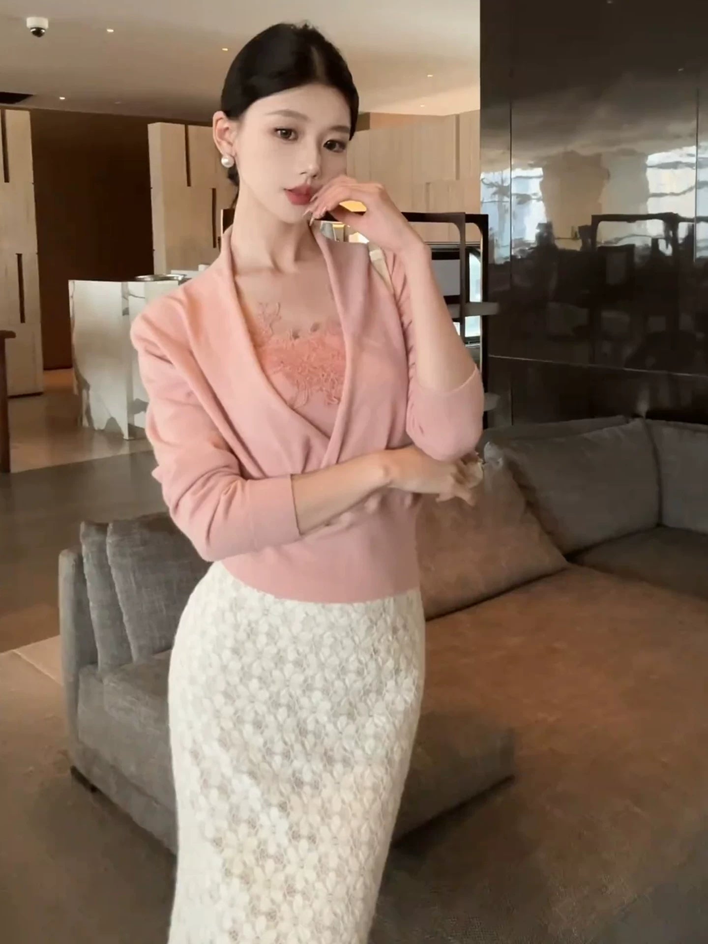 Gentle pink dress set fe0515