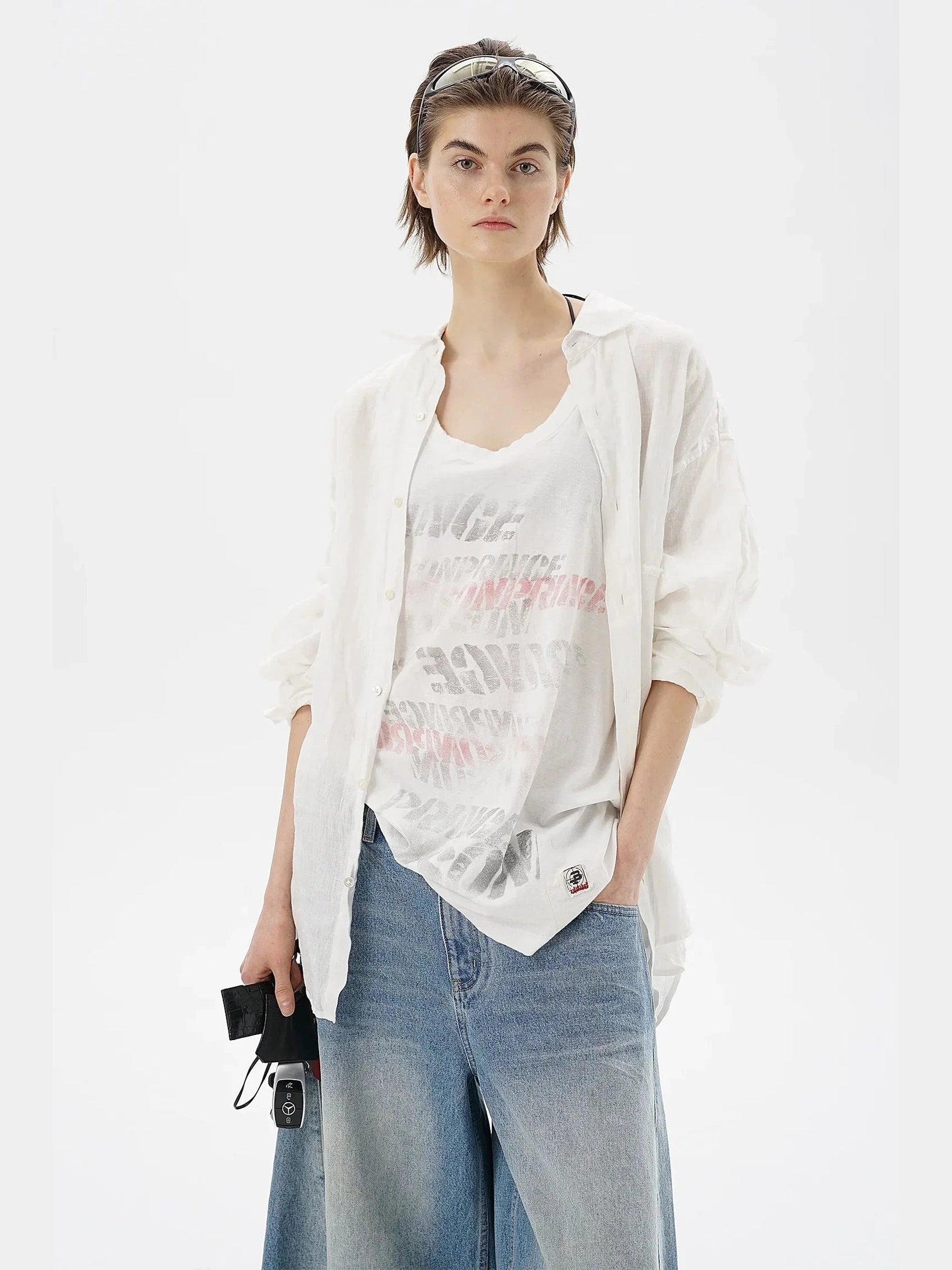 Tagged Graffiti-Print Sleeveless Top  f0402