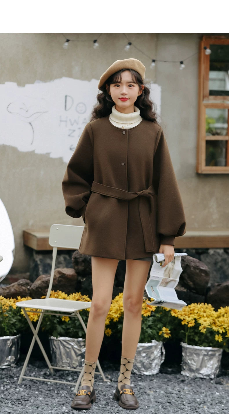 Vintage waist woolen jacket f0414