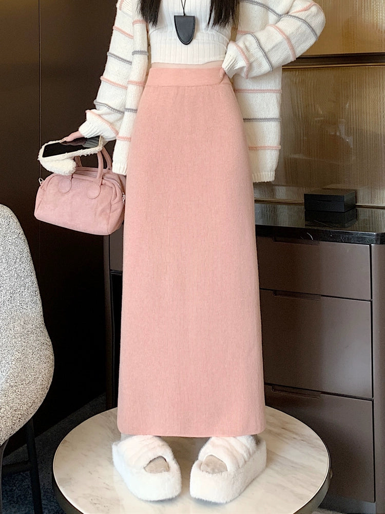 Fleece knitted skirt C0062