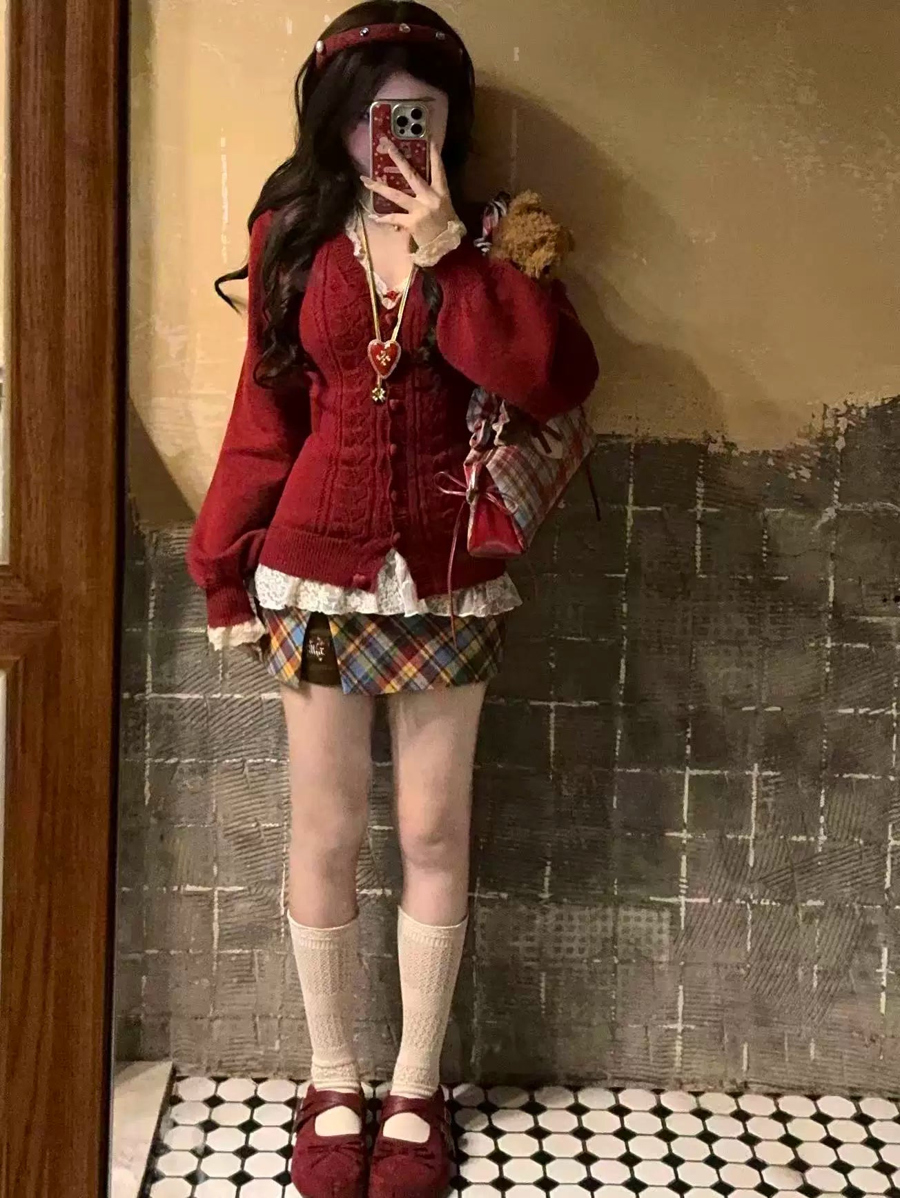 Autumn and winter v-neck love button sweater f0417