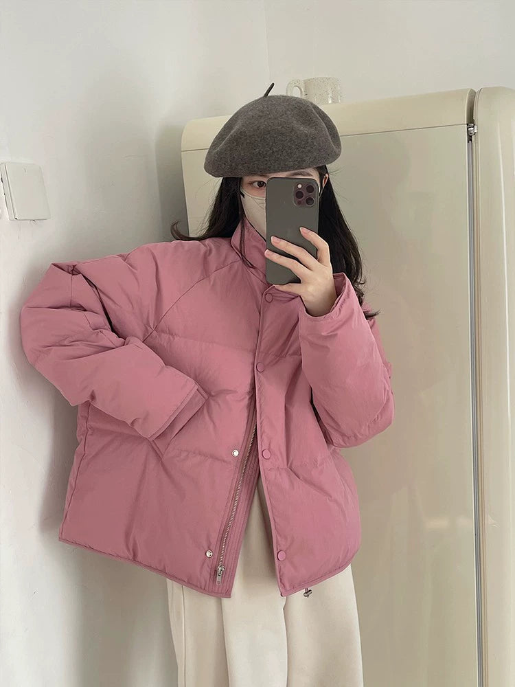 Warm temperament stand-up collar short down jacket f0257