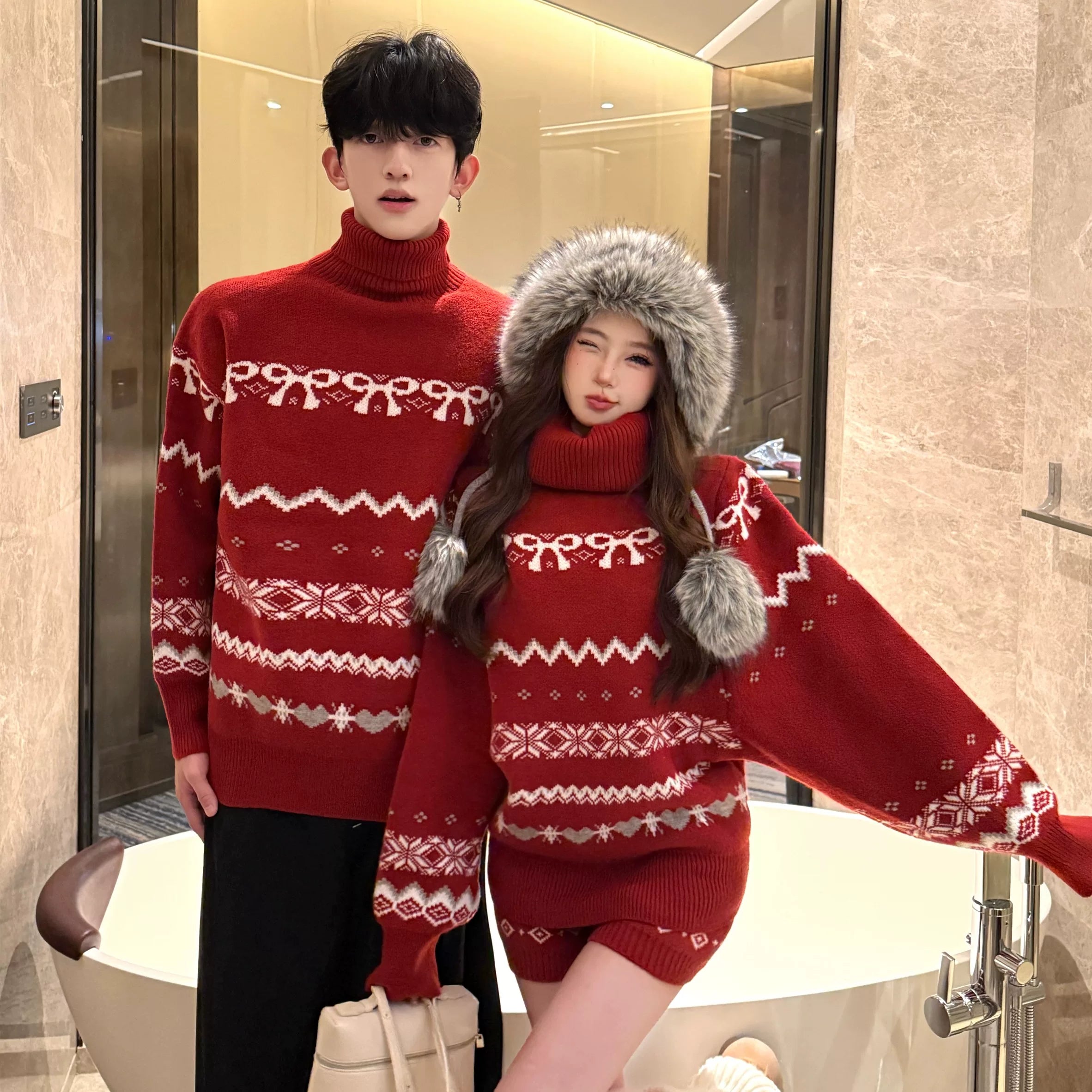 Contrasting color jacquard suit top + shorts FE0512