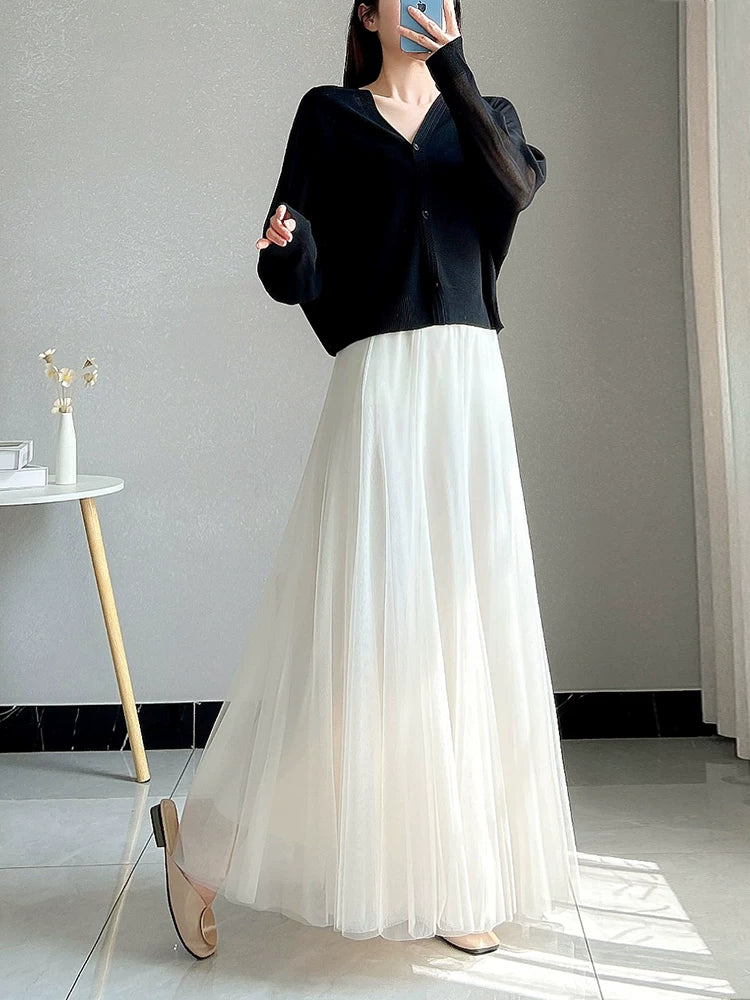 White gauze skirt skirt fe0513