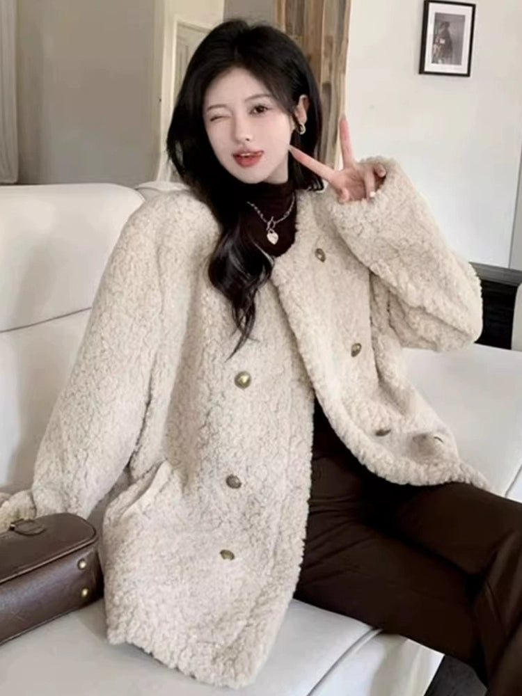 Double-breasted woolen coat C0218