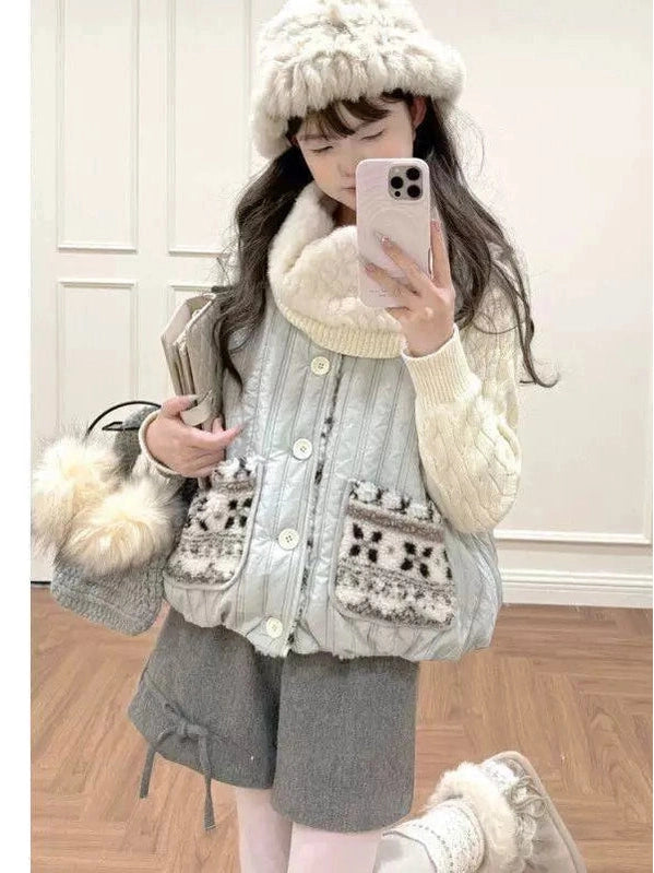 Lamb wool bud vest on both sides f0278