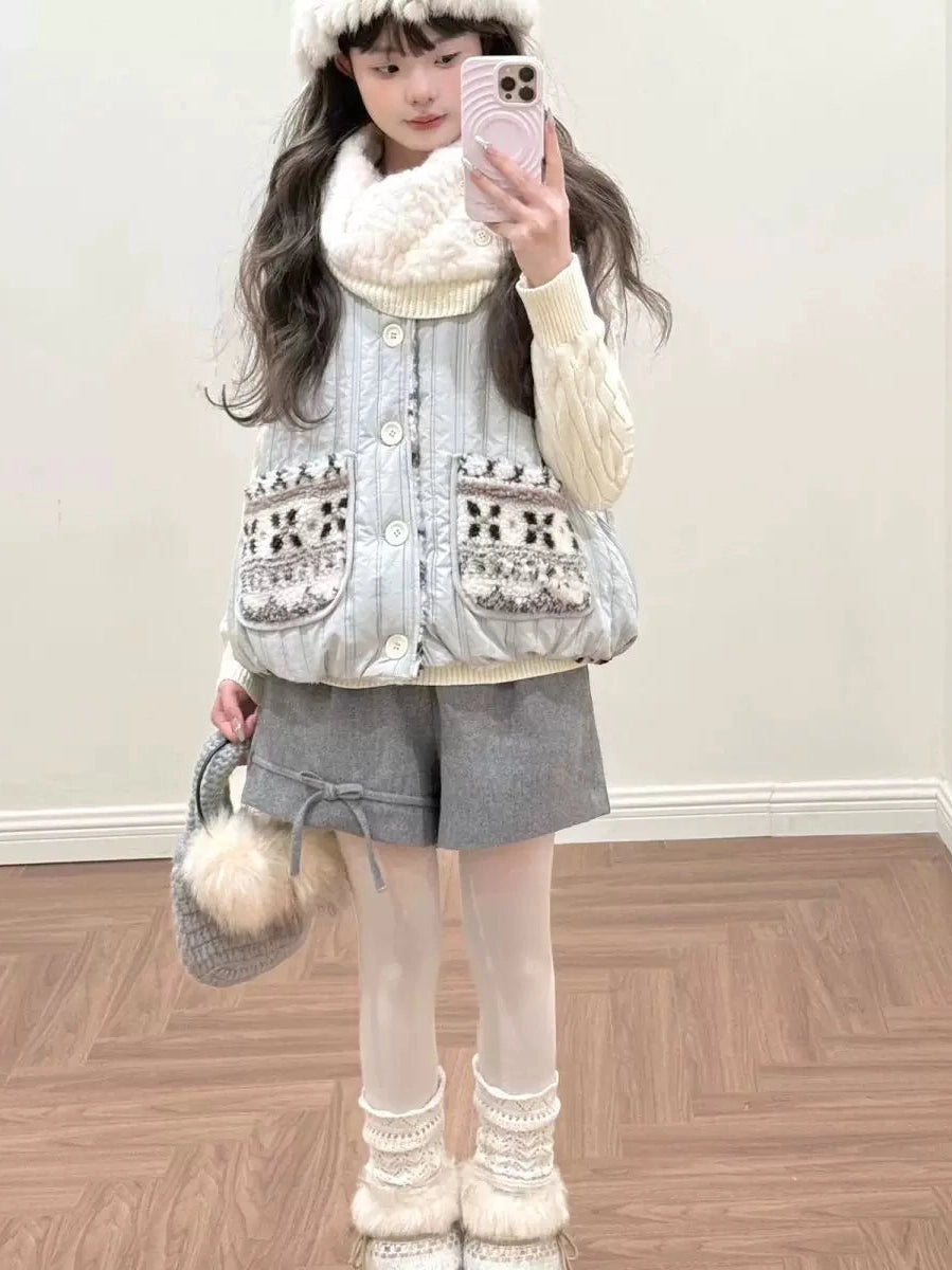 White lapel knit sweater f0276