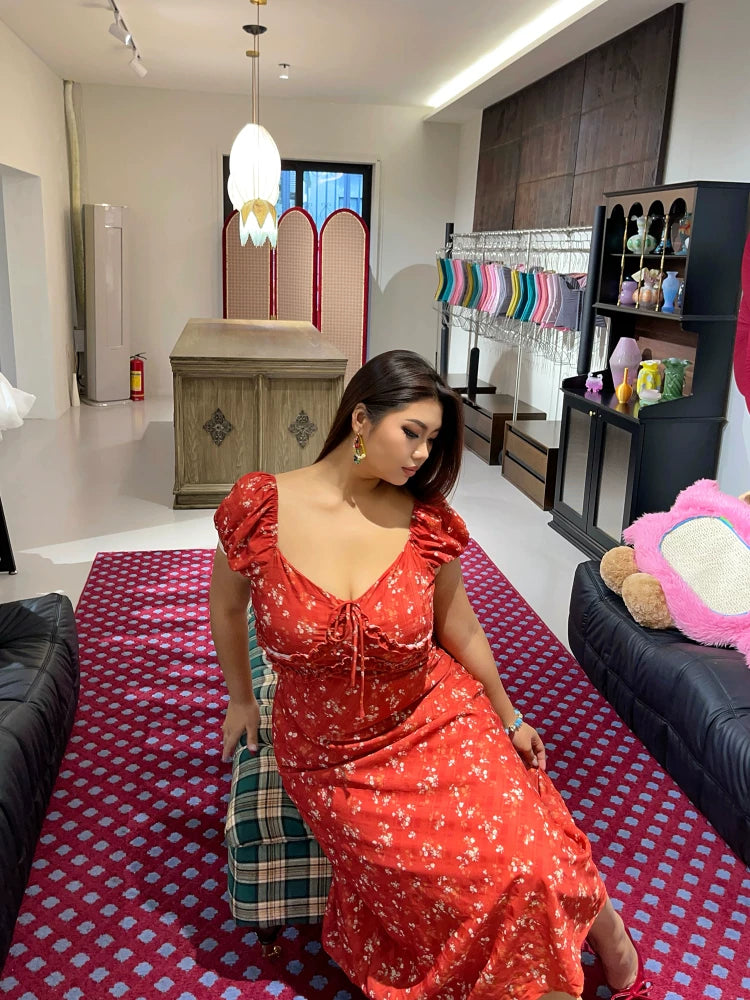 Sexy v-neck floral dress FE0499