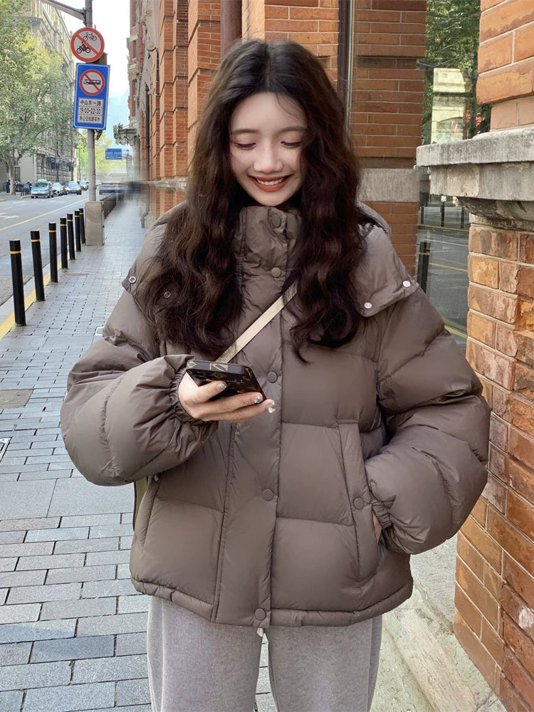 Short hooded down jacket f0274