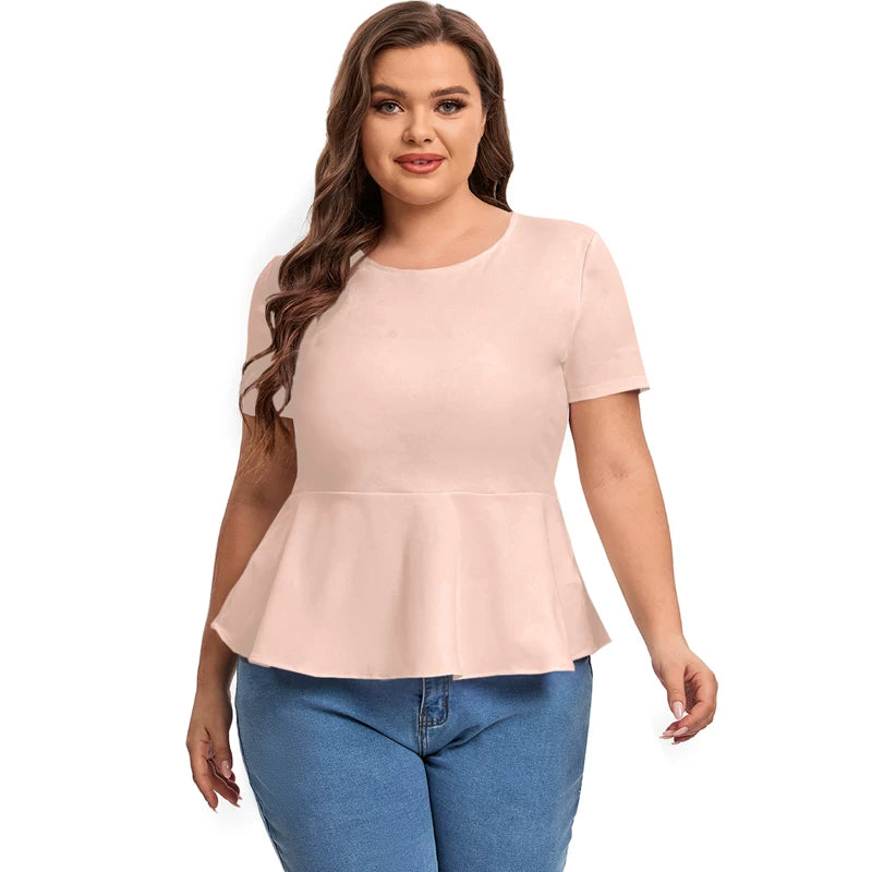 Slim-fit waist OL one-button short-sleeved T-shirt F0423