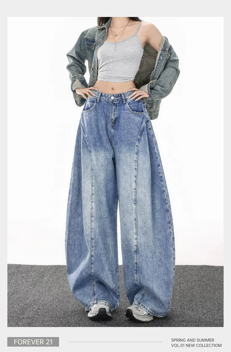 Blue wide-leg scimitar jeans FE0517