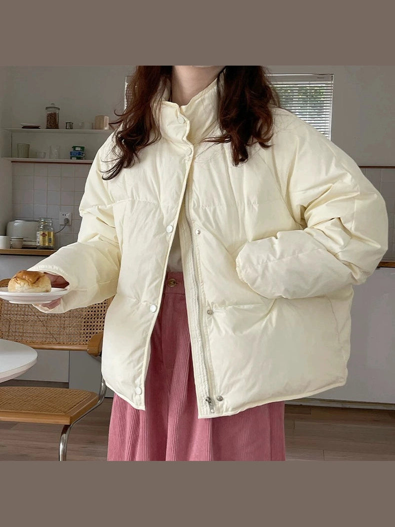 Warm temperament stand-up collar short down jacket f0257