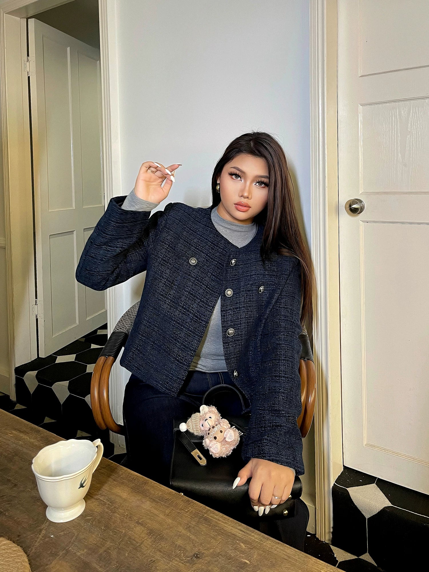 Short Long Sleeve Jacket  Jeans FE0510