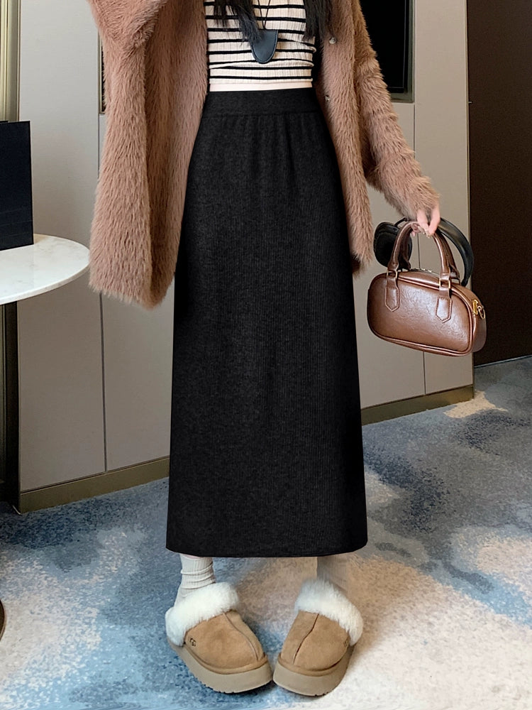 Fleece knitted skirt C0062