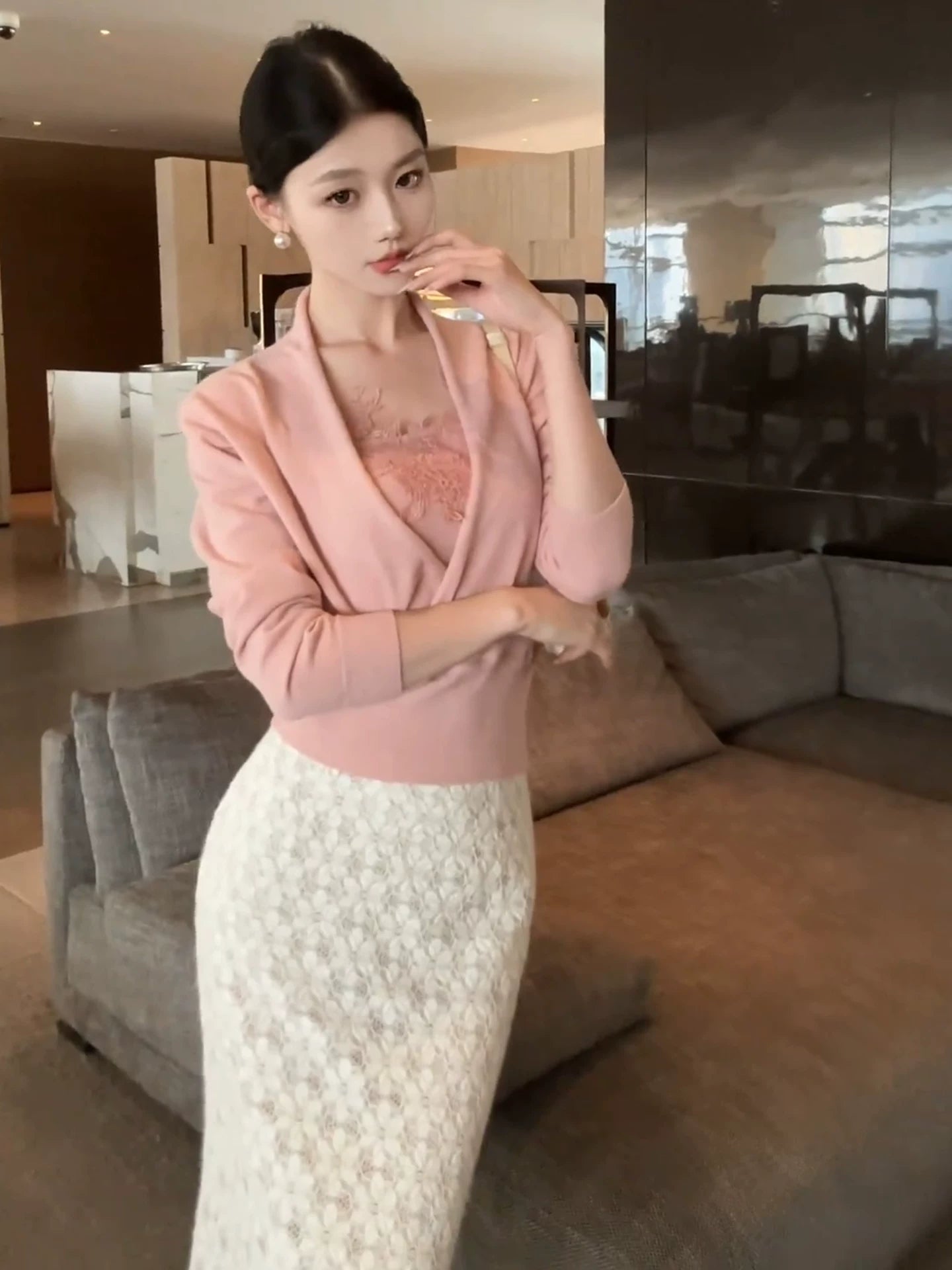 Gentle pink dress set fe0515