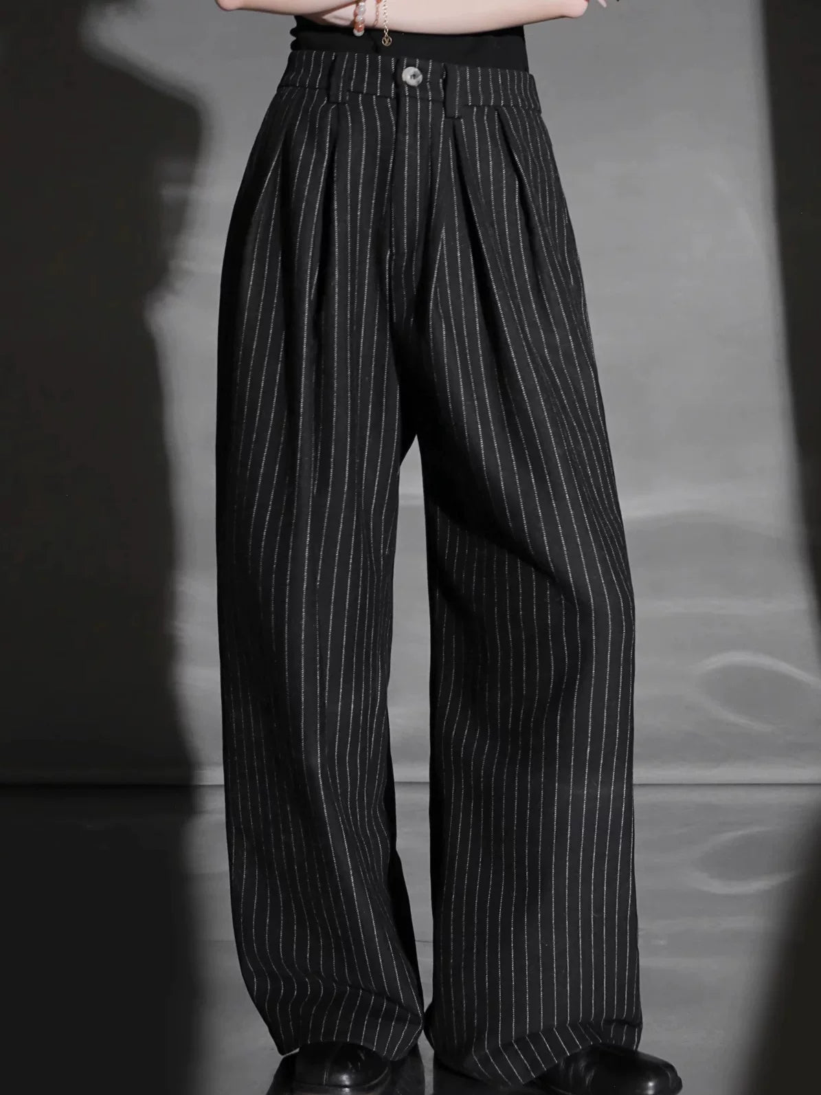 Vintage wave relaxed striped trousers f0260