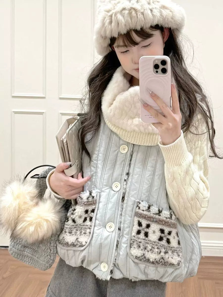 Lamb wool bud vest on both sides f0278