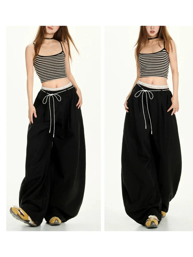 Lace Double-Waist Wide Pants  f0411