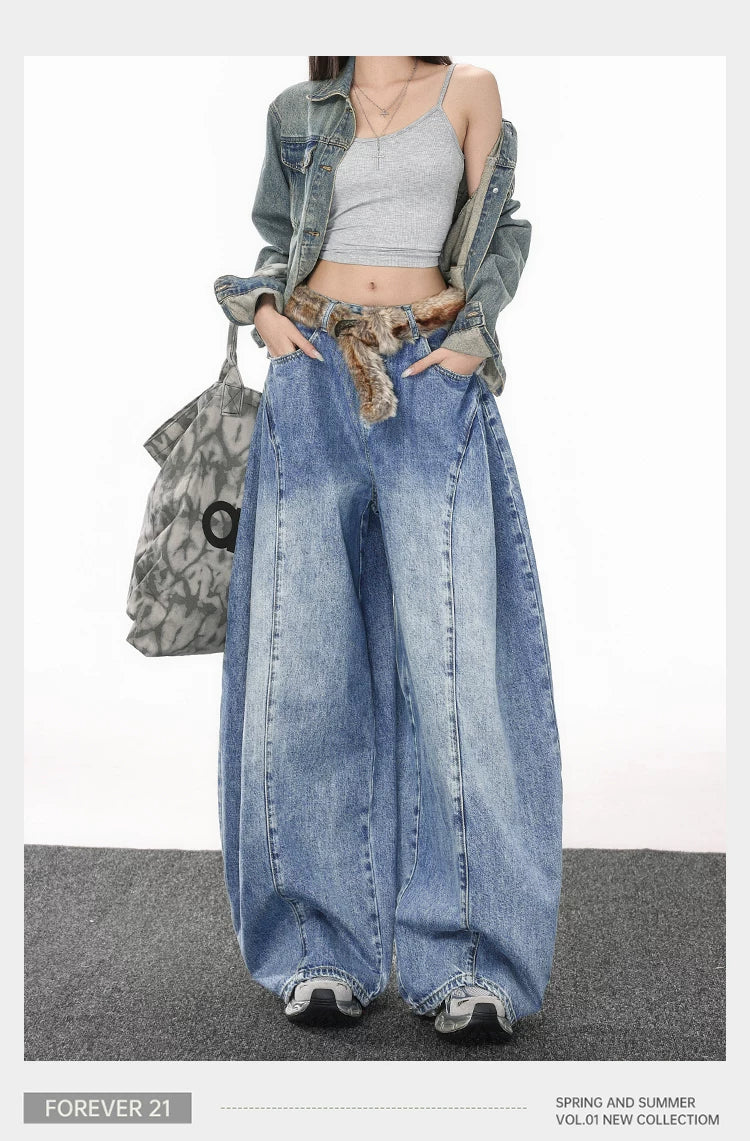 Blue wide-leg scimitar jeans FE0517