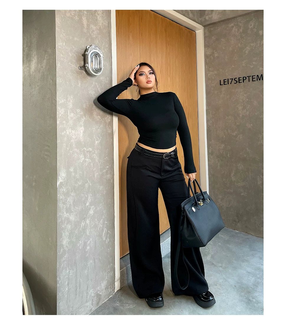 Black straight slacks FE0454