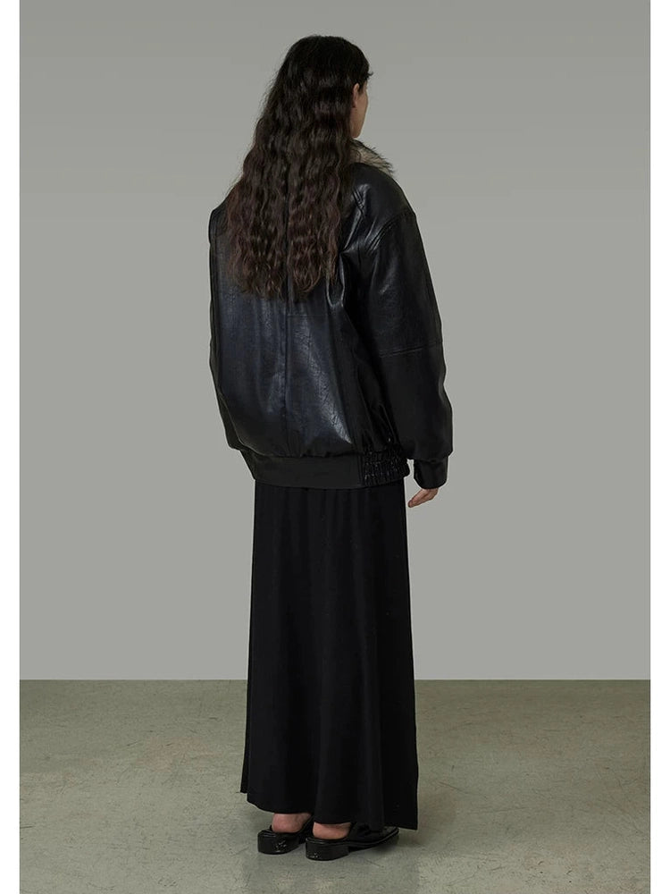 Fur collar short fur integrated jacket f0267