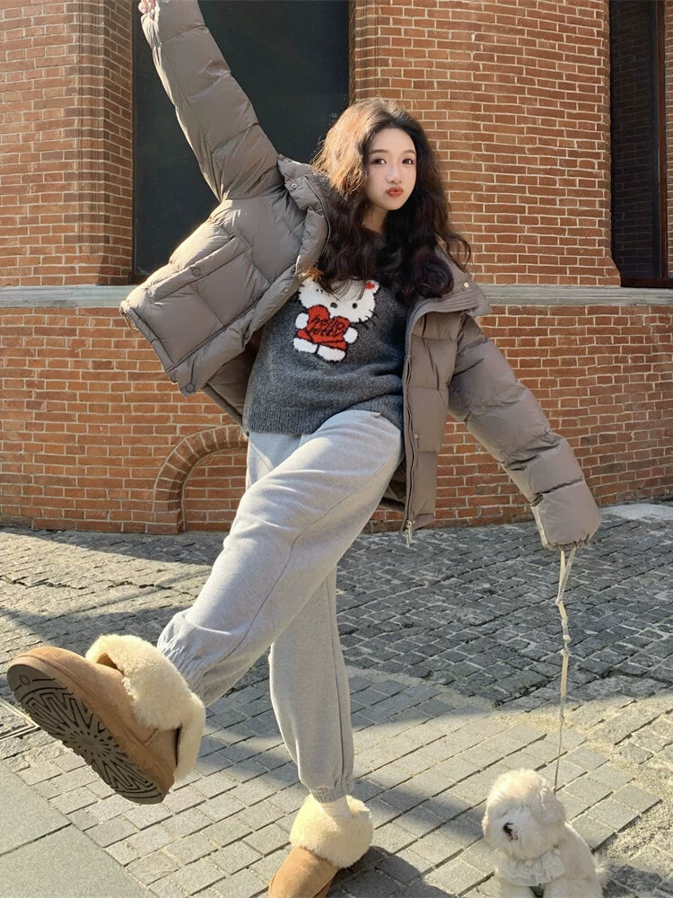 Short hooded down jacket f0274