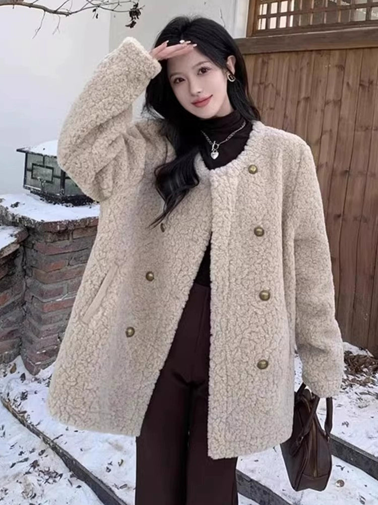 Double-breasted woolen coat C0218
