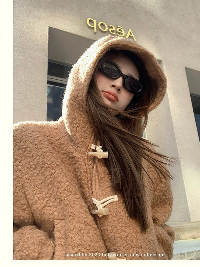 Camel Fleece Wool Corner Buckle Jacket C0236