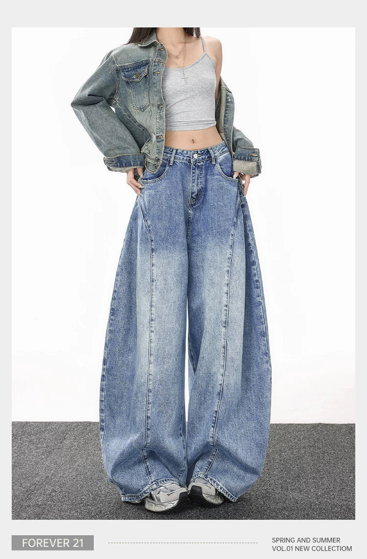 Blue wide-leg scimitar jeans FE0517