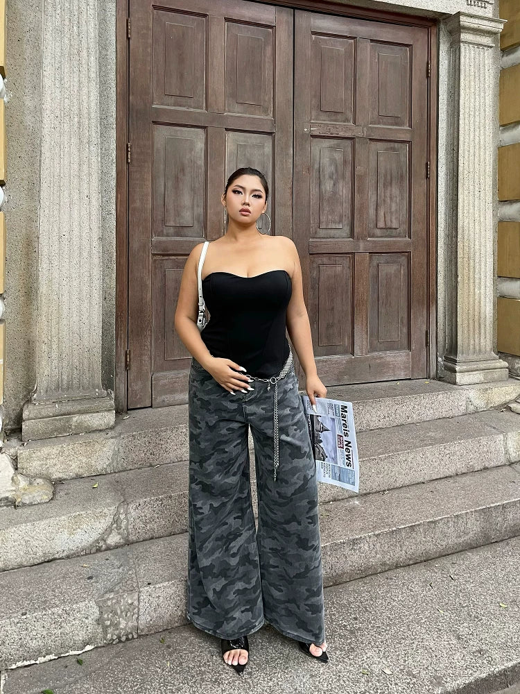 Spice girl camo tooling wide-leg jeans FE0477