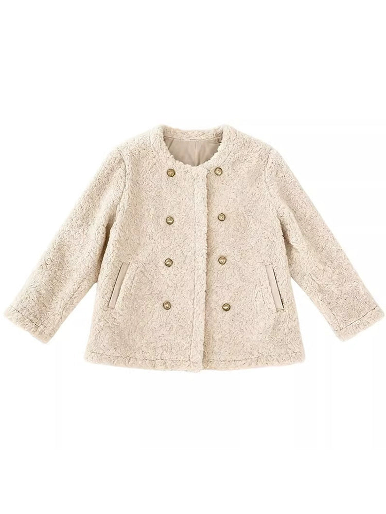 Double-breasted woolen coat C0218