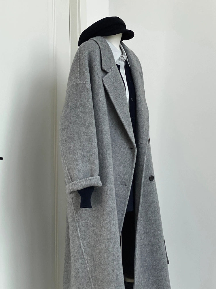 Grey double-sided cashmere coat C0100
