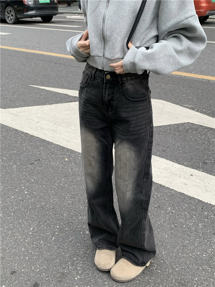 Embroidered Pocket Vintage Washed Jeans B0234