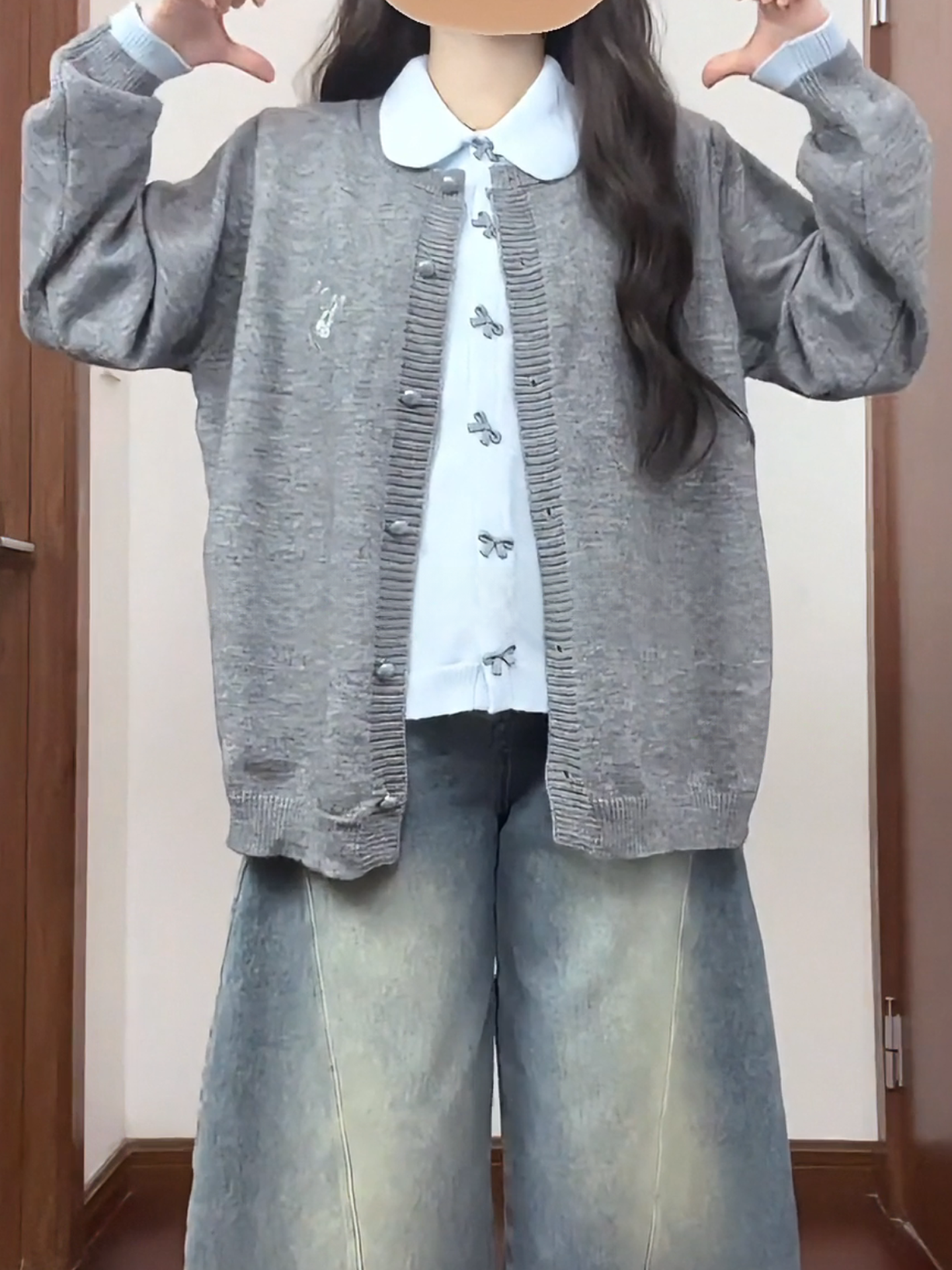 Knitted cardigan women's autumn and winter vacation two-piece sweater C0055