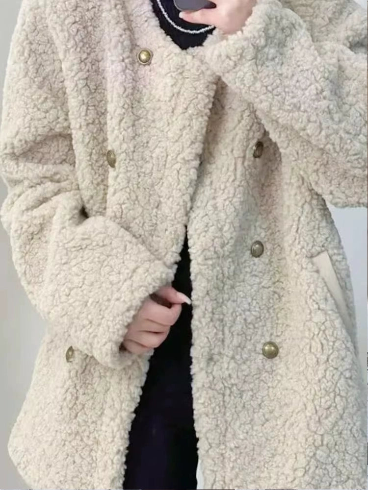 Double-breasted woolen coat C0218