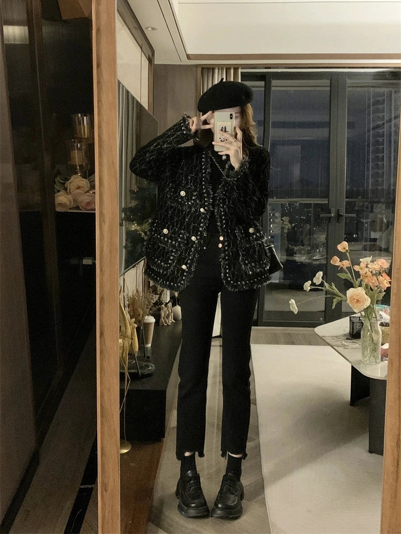 V-neck fringed jacket C0082