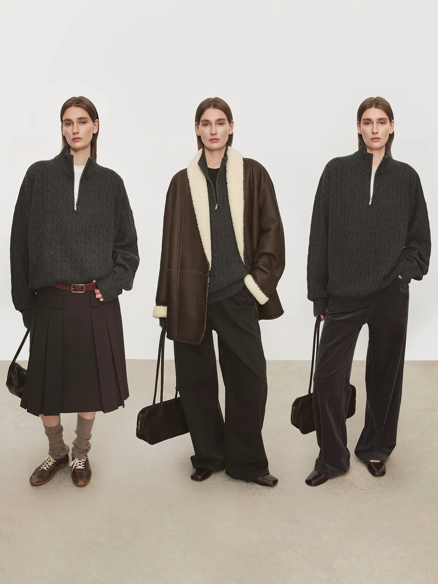 High-end pure cashmere/wool VTG twisted twist half-zipper POLO neck sweater f0266