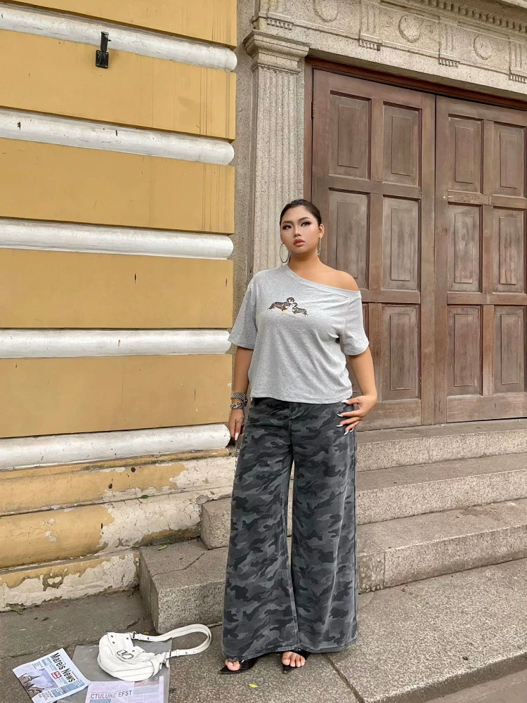 Spice girl camo tooling wide-leg jeans FE0477