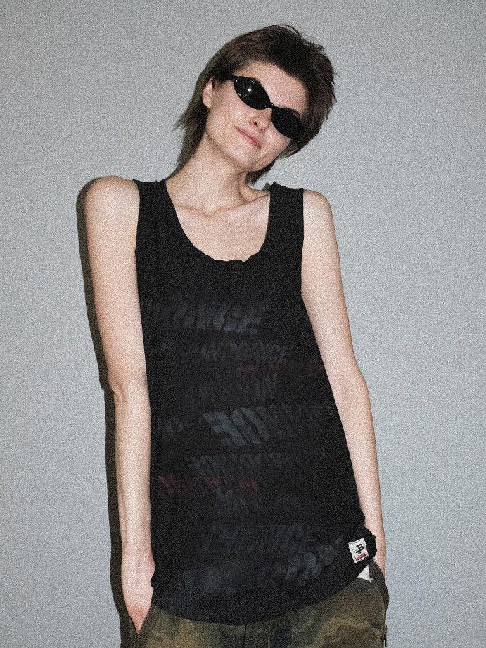 Tagged Graffiti-Print Sleeveless Top  f0402