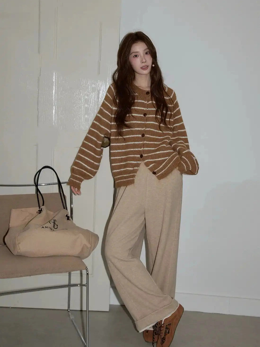 Retro Stripe Crew Knit  f0343