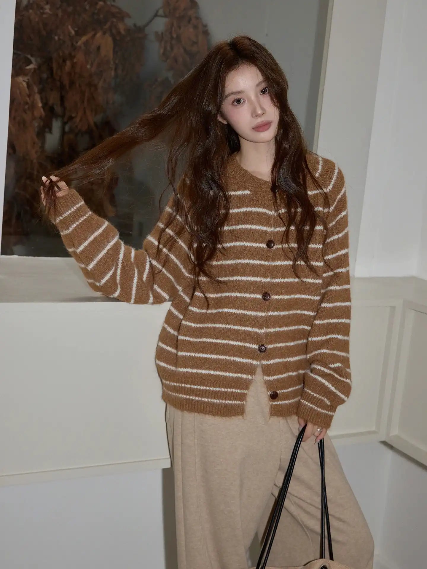 Retro Stripe Crew Knit  f0343