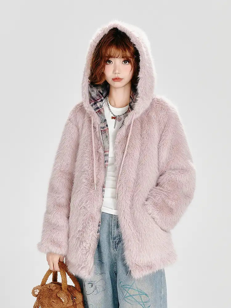 Pink Faux Fur Jacket  f0340