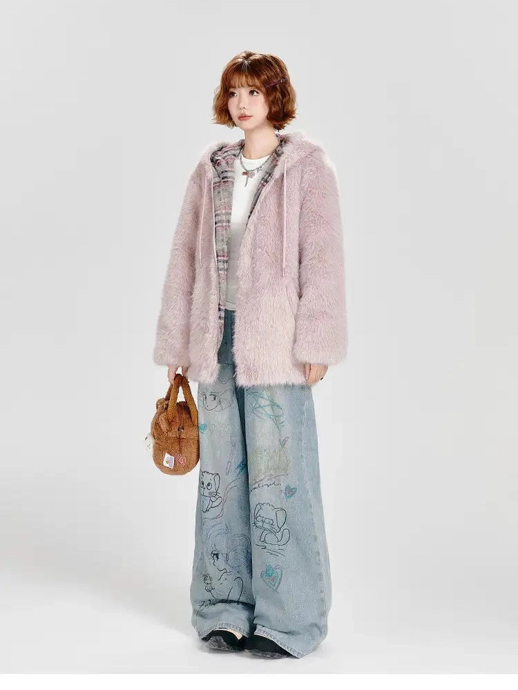 Pink Faux Fur Jacket  f0340